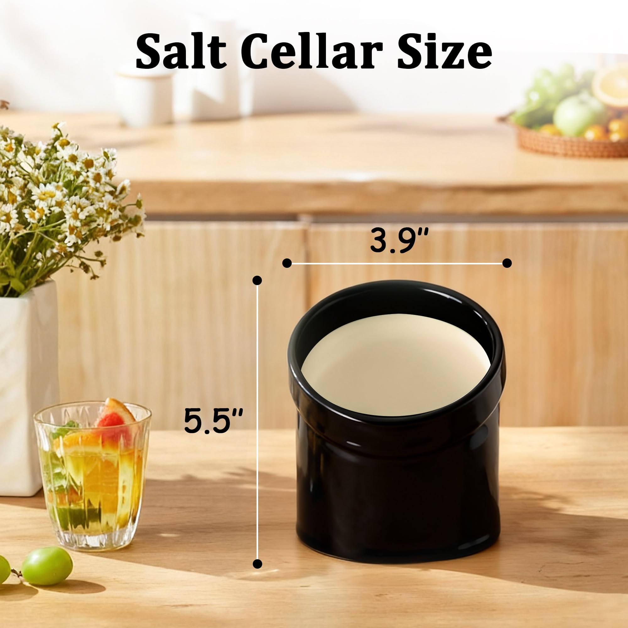 MARKETTY Salt Pig in black ceramic showing the compact, modern design.