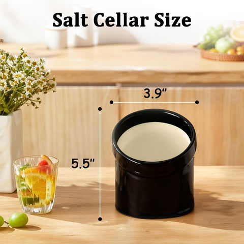 MARKETTY Salt Pig in black ceramic showing the compact, modern design.