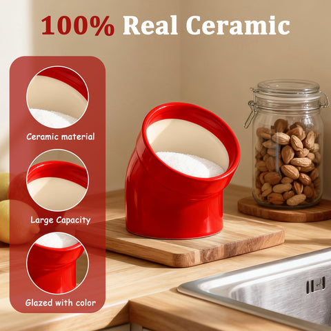 Marketty Salt Pig red ceramic surface is easy to clean