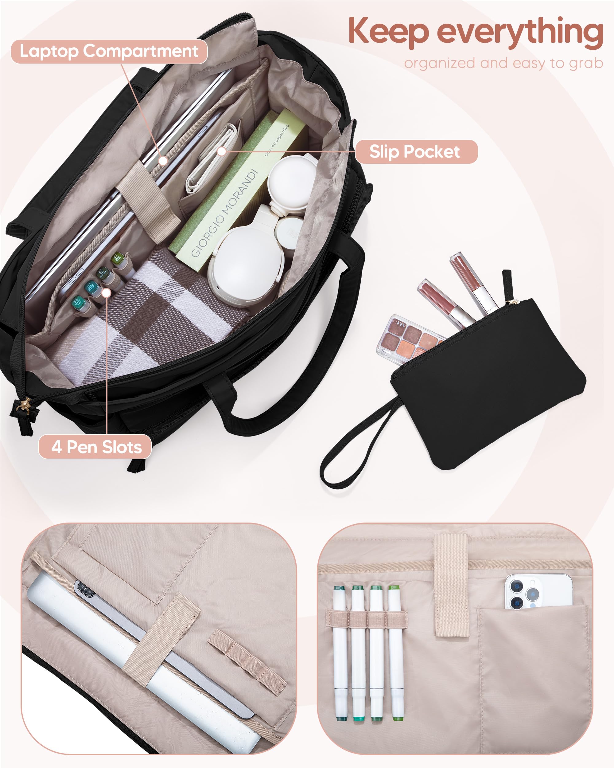Marscamd lunch tote's interior pockets keep tablets and notes organized.