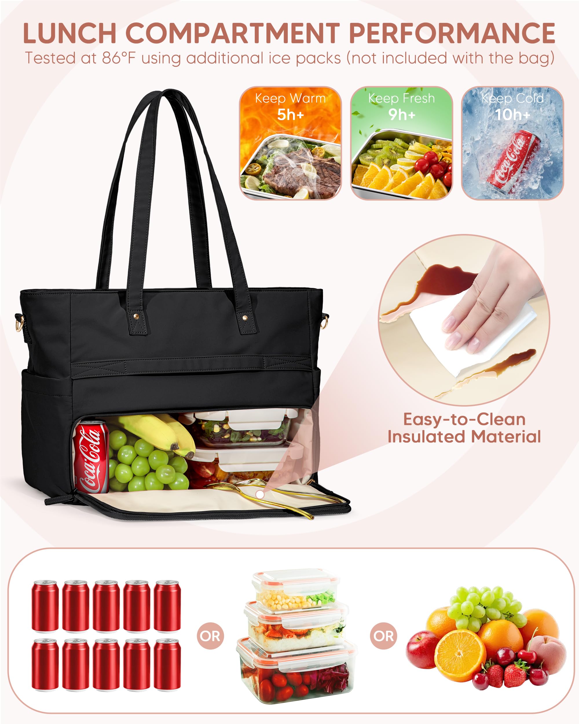 Marscamd lunch tote showing 15.6in laptop sleeve protects your device daily.