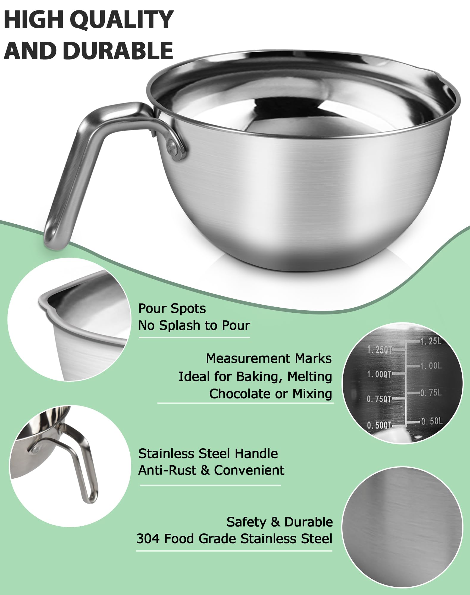 Marsheepy 1.8 qt bowl with handle and pour spout for medium tasks.
