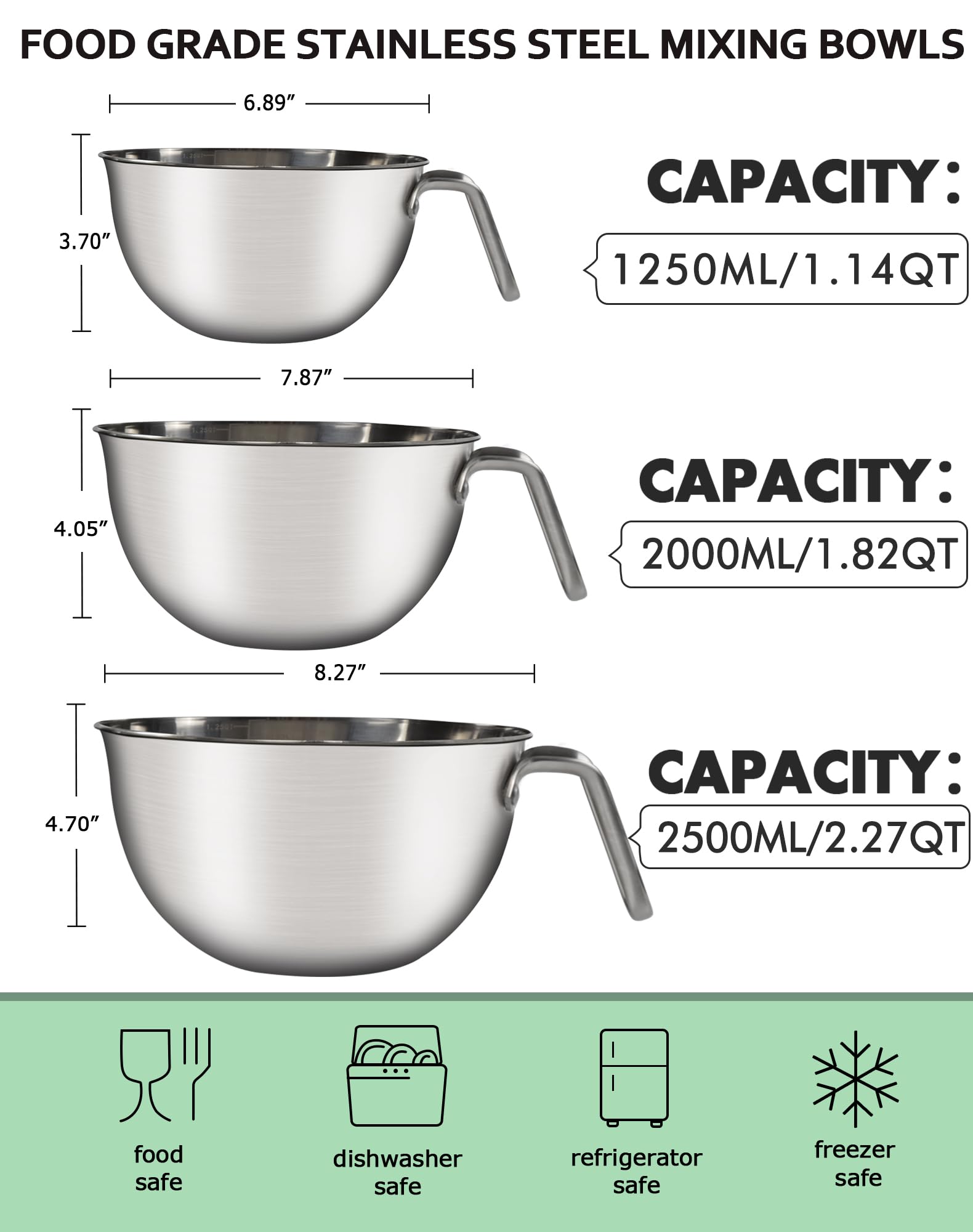 Marsheepy 2.3 qt bowl with deep sides for large batters and marinating.