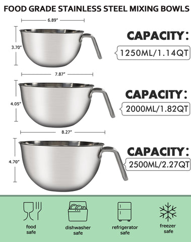 Marsheepy 2.3 qt bowl with deep sides for large batters and marinating.