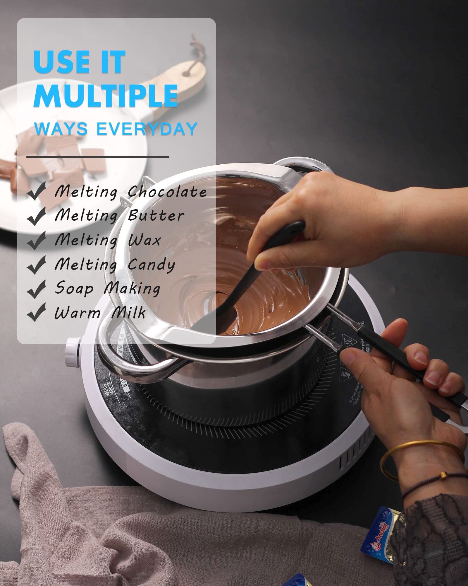 Marsheepy heat-insulated handle keeps hands safe during melting and stirring