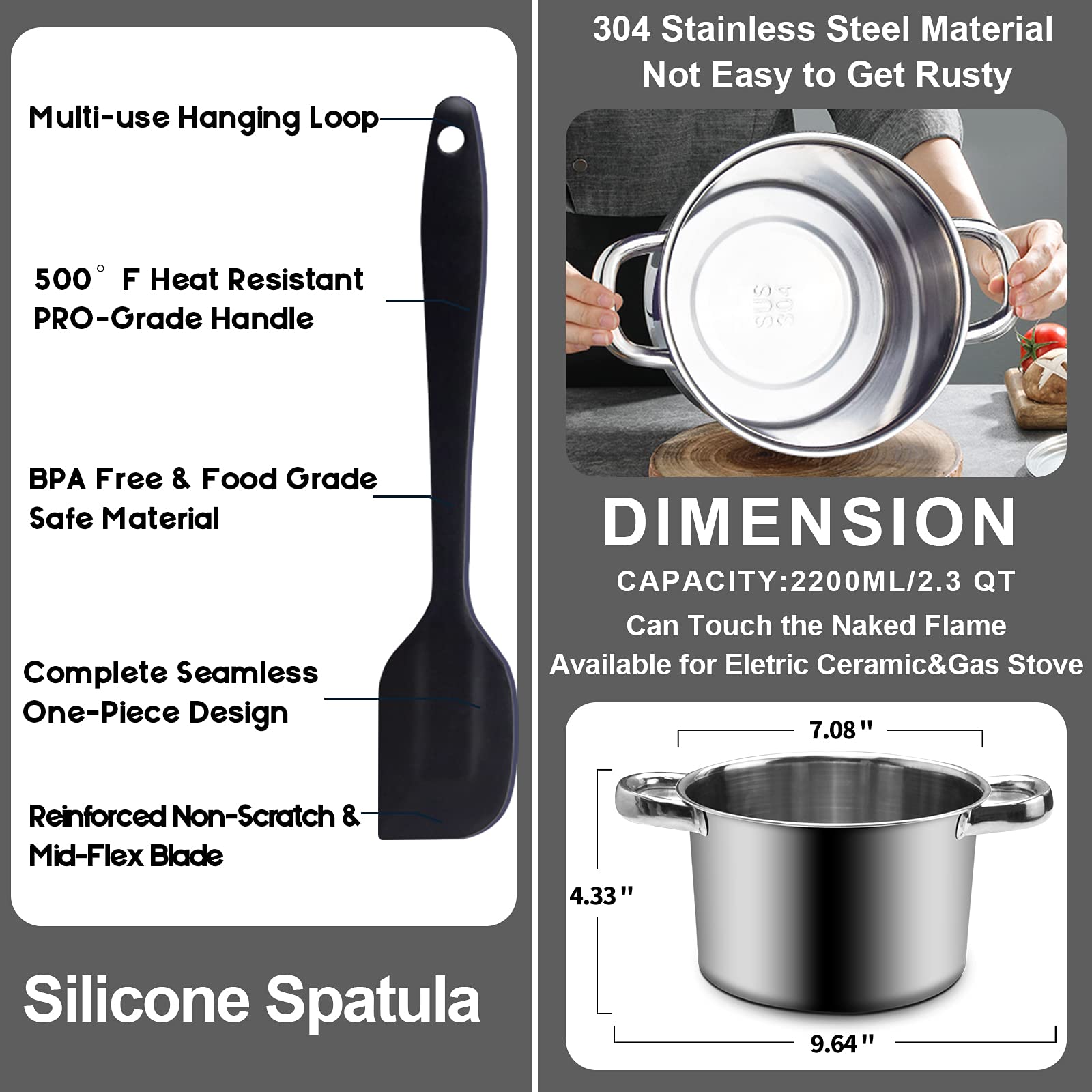 Marsheepy silicone spatula with stainless handle for easy scraping.
