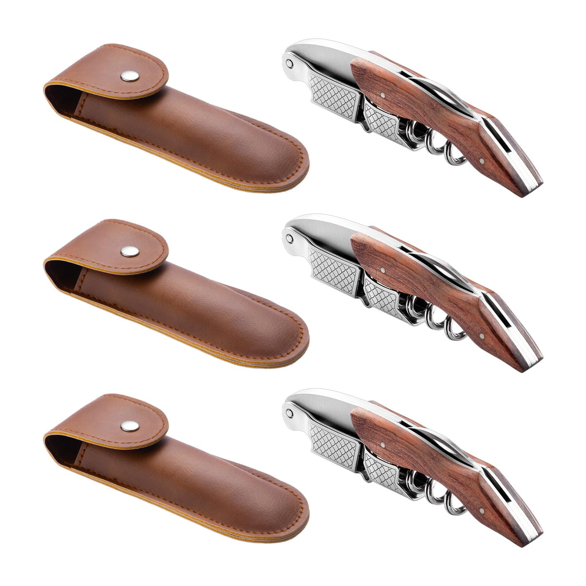 Marshine 3-pack waiter corkscrew with rosewood handle for servers