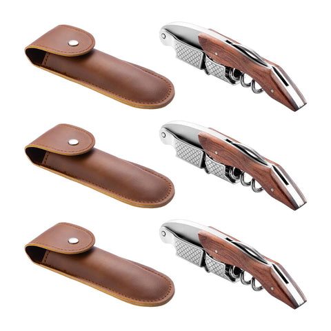 Marshine 3-pack waiter corkscrew with rosewood handle for servers