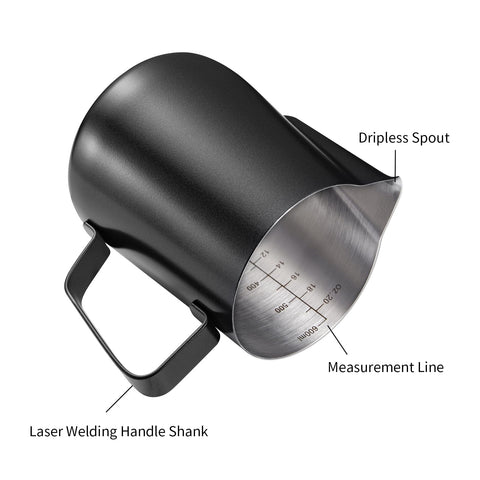 Marshine matte black pitcher with narrow spout for controlled pour