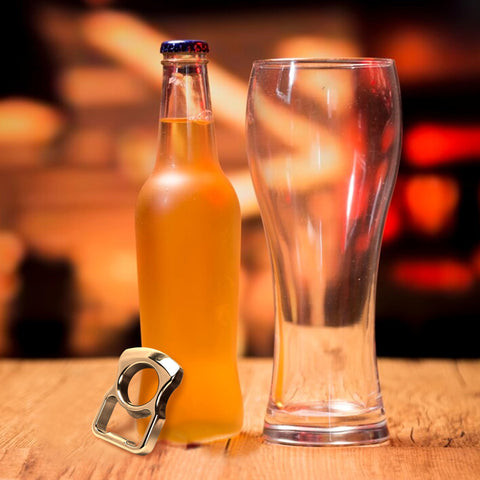 Marsrut bottle opener in action, opening a beer top with ease.