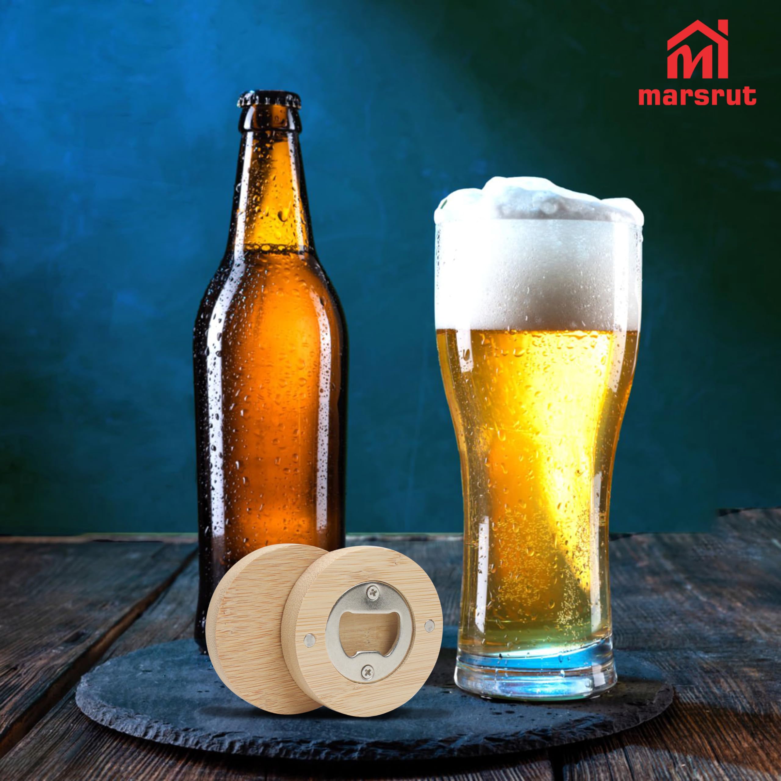 Marsrut beer bottle opener with magnetic hold sticks to fridge for handy access.