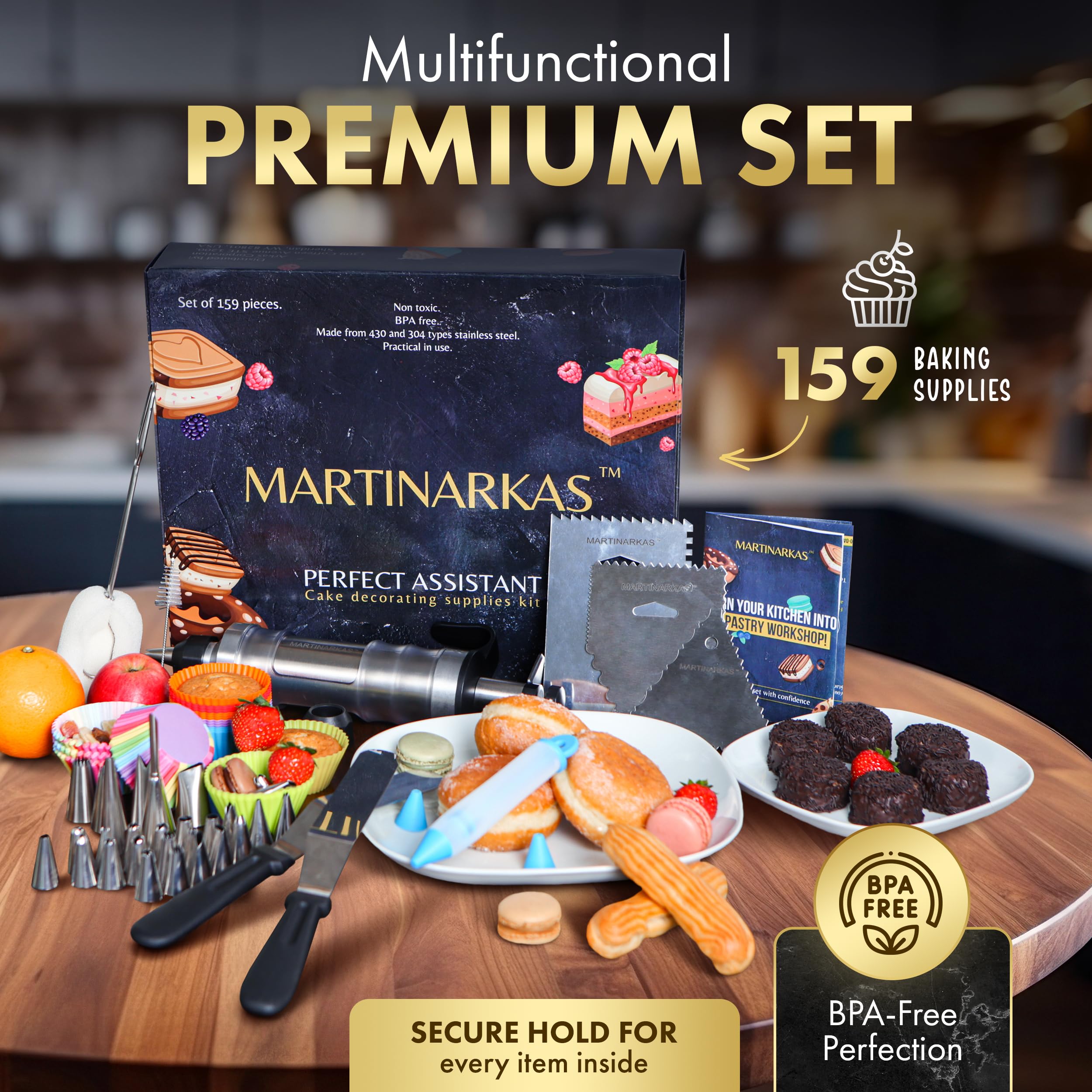 MARTINARKAS 24 numbered piping tips for precise decorating and consistent results.