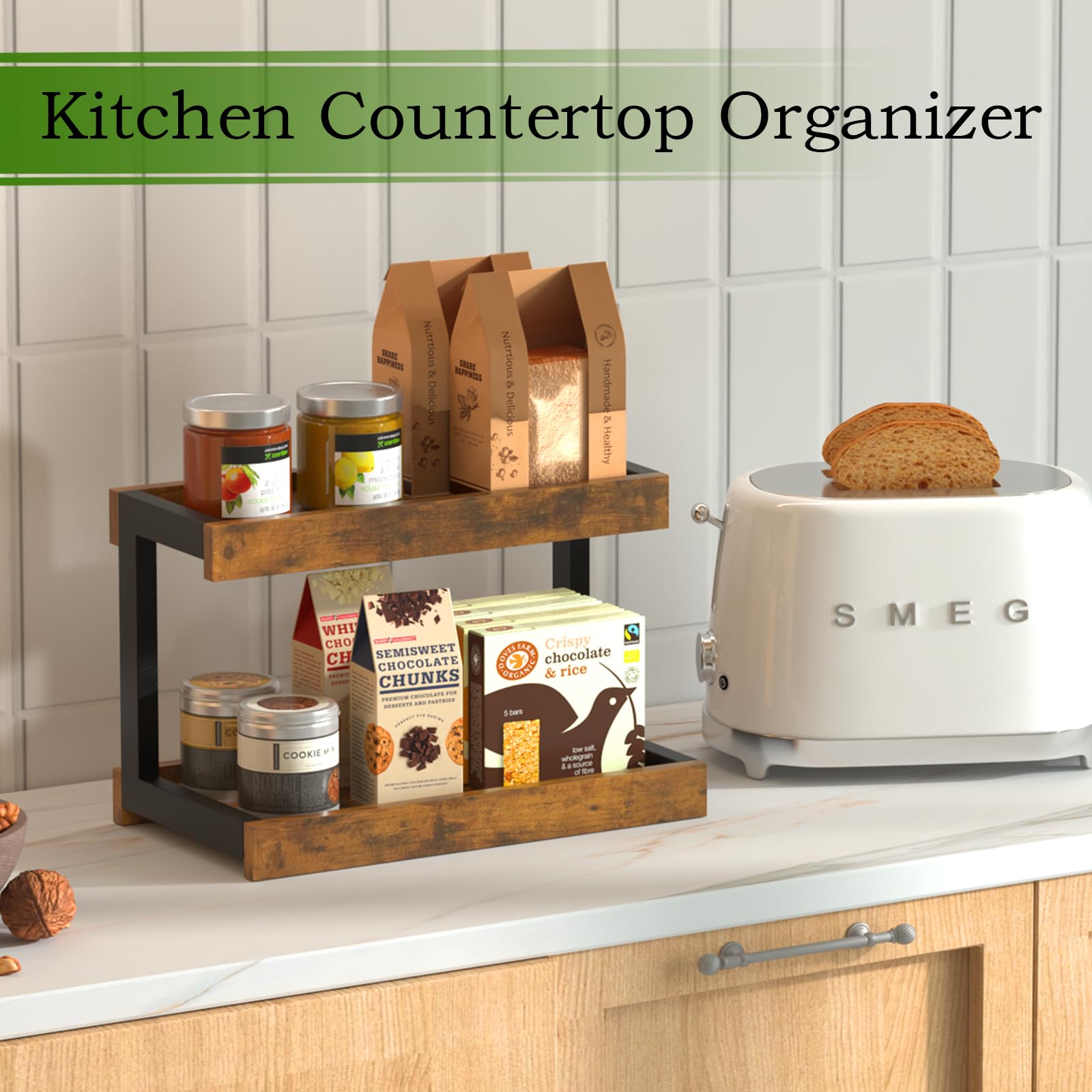 MARTY 2-Tier Spice Rack bottom view with anti-slip feet visible