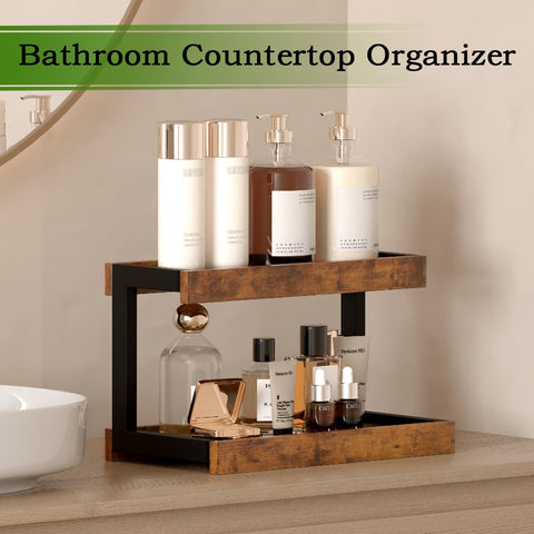 MARTY 2-Tier Spice Rack at a coffee bar with mugs and syrups