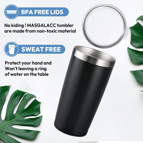 MASGALACC vacuum-insulated double-wall keeps drinks hot or cold for hours.