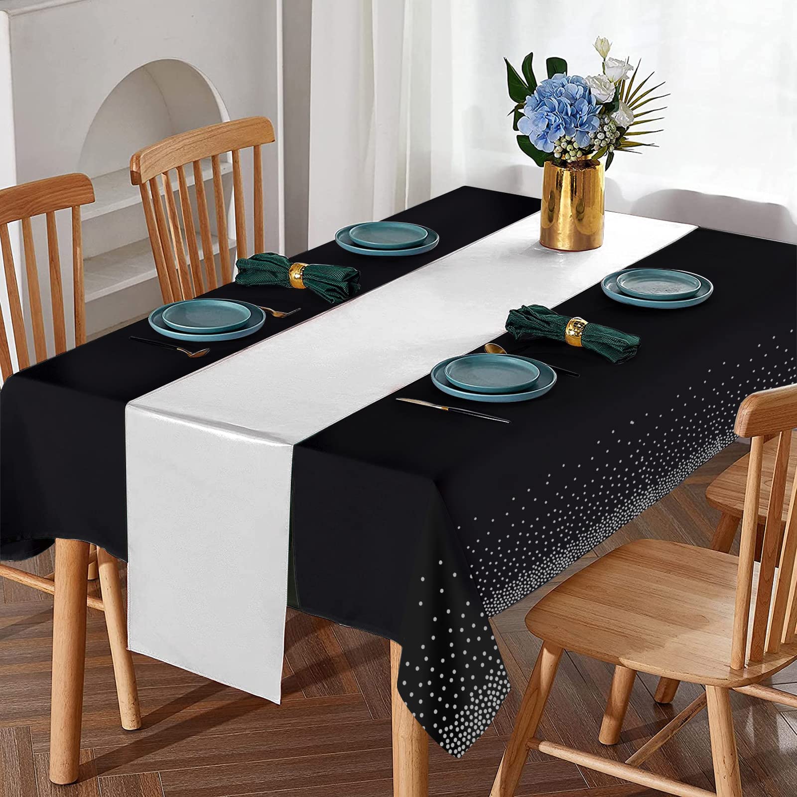 MASHAN baby shower table setup with satin runner for stylish dining.