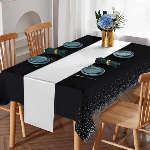 MASHAN baby shower table setup with satin runner for stylish dining.
