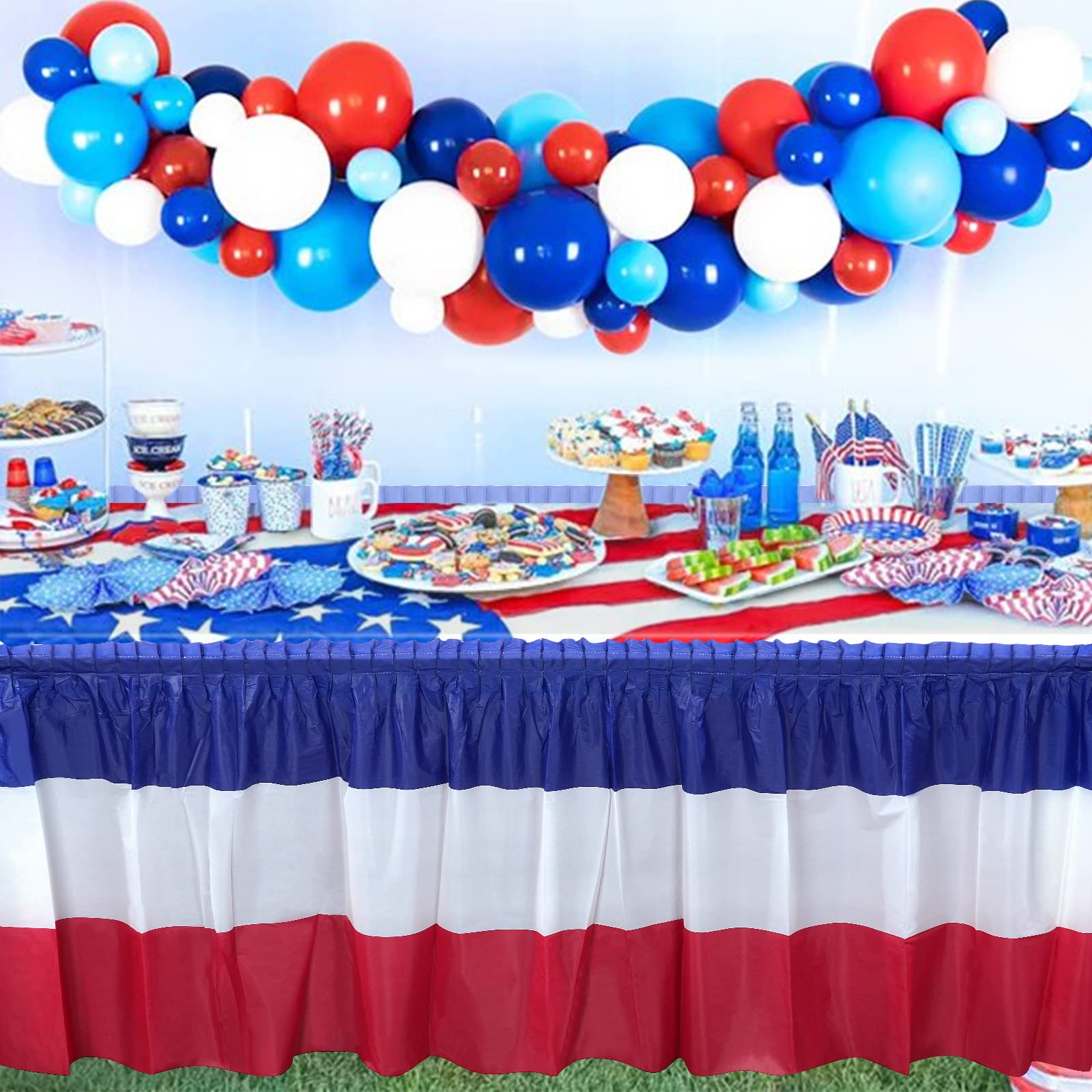 MASHAN backyard party table skirt setup for outdoor gatherings