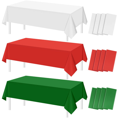 MASHAN 12-pack Christmas tablecloths laid flat protecting a festive table