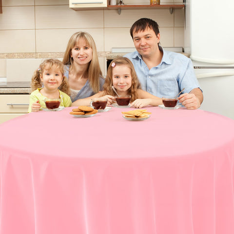 MASHAN disposable waterproof round tablecloth 84in enables quick cleanup.