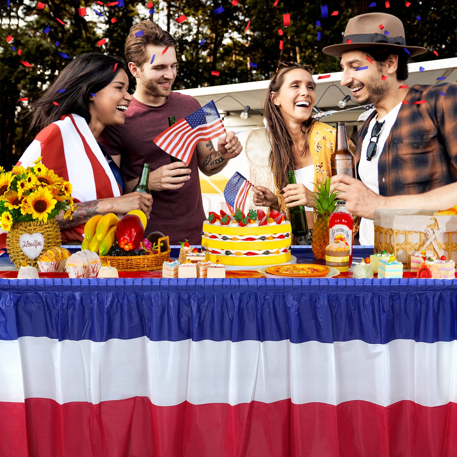 MASHAN independence day decor table skirt adds festive frame