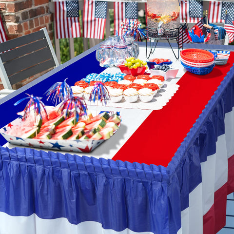 MASHAN memorial day decor table skirt highlights your centerpiece