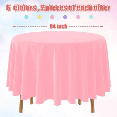 MASHAN pink round tablecloth 84in adds bright, kid-friendly decor.