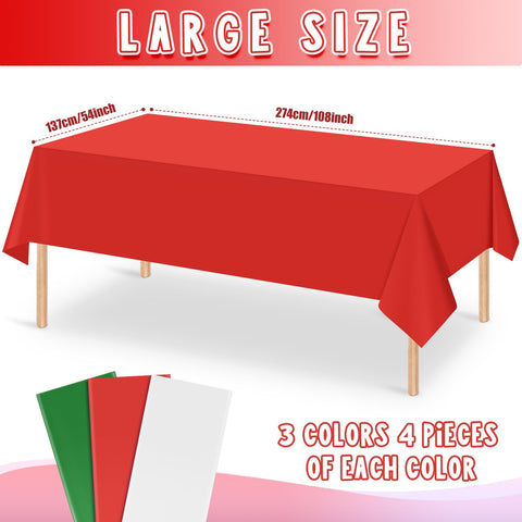 MASHAN red-white-green rectangle tablecloth adding Italy-theme color