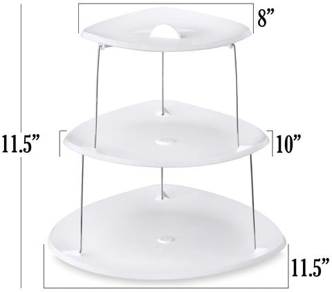 Masirs collapsible 3-tier tray nesting storage enables quick setup for gatherings.