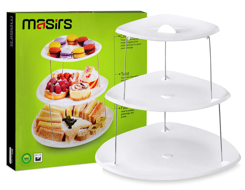 Masirs tri-tier tray arranged for deli meat and cheese appetizers.