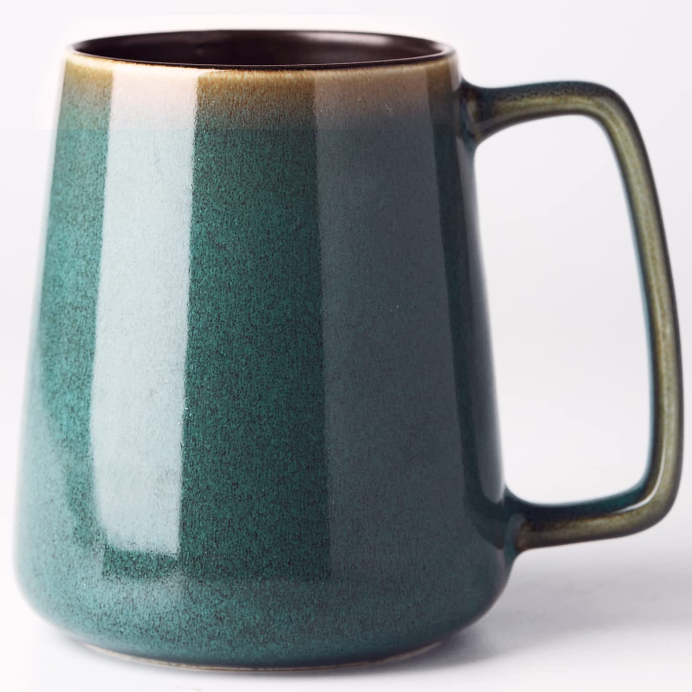 Masoline 24oz green mug with reactive glaze for unique color variations.