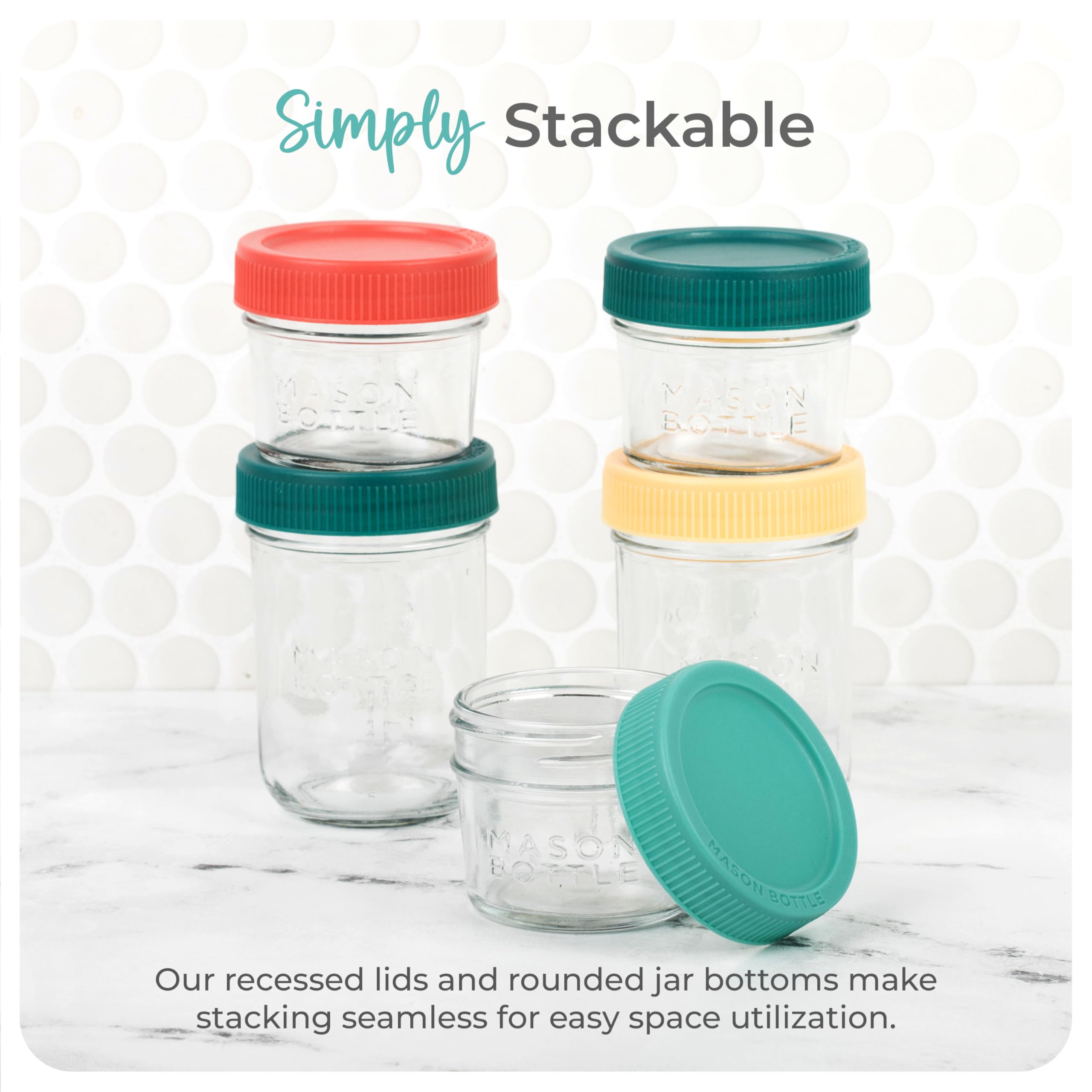 Mason Bottle jar features embossed measurement markings for precise portions.