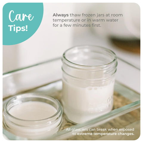 Mason Bottle jars are freezable for secure milk and meal storage.