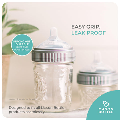 Mason Bottle plastic ring rust-proof design withstands daily use.