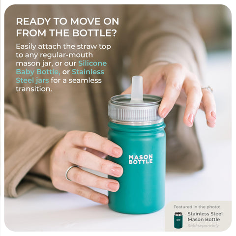 Two toppers shown converting jars to sippy cups for toddlers