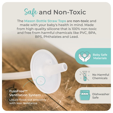 Mason Bottle straw toppers made with BPA-free silicone for everyday use