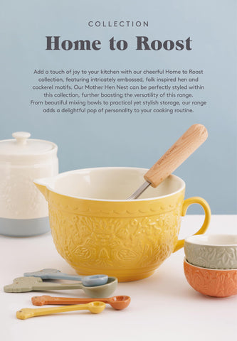 Mason Cash Home to Roost 24cm bowl supports kneading with wide shallow design.