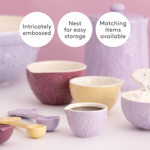 Mason Cash Meadow cups are dishwasher-safe for quick cleanup.