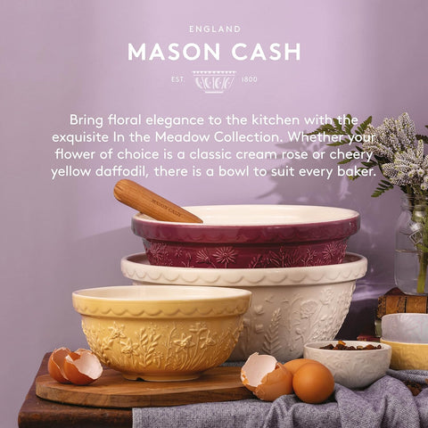 Mason Cash Meadow nesting design keeps cabinets tidy and organized.