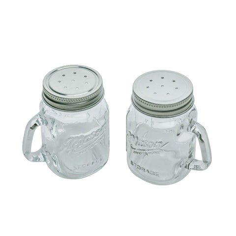 Mason Craft and More kitchen scene with salt and pepper jars on table.