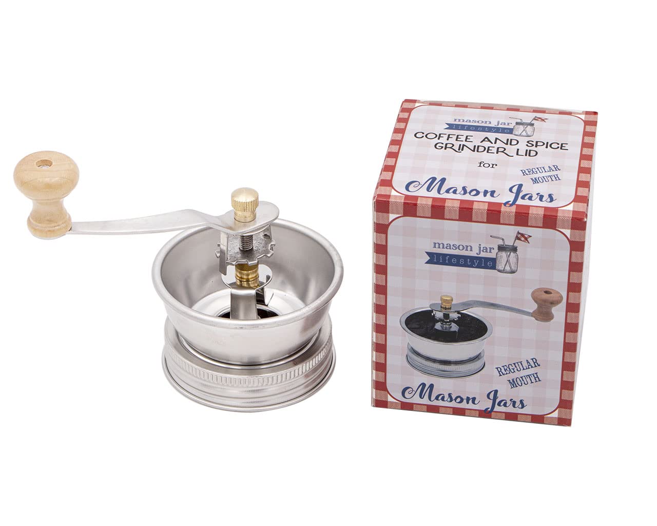 Mason Jar Lifestyle grinder lid on a regular-mouth jar for fresh coffee