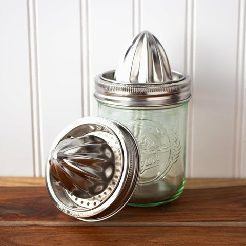 Lemon juice press on a mason jar for easy citrus extraction