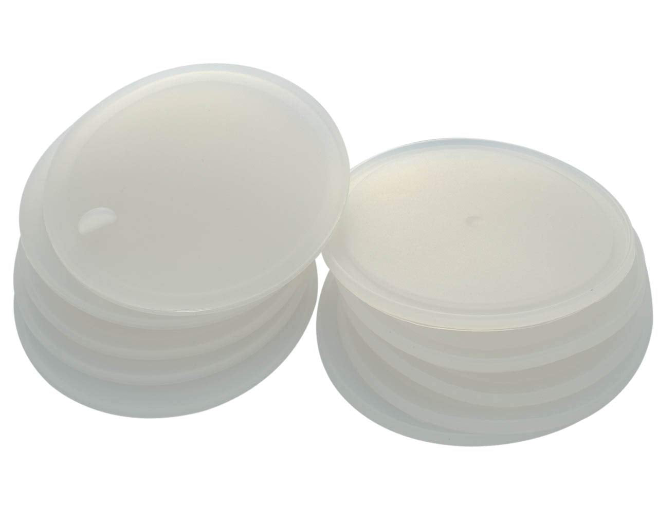 Mason Jar Lifestyle platinum silicone lid insert for wide-mouth jars seals freshness in fridge storage.