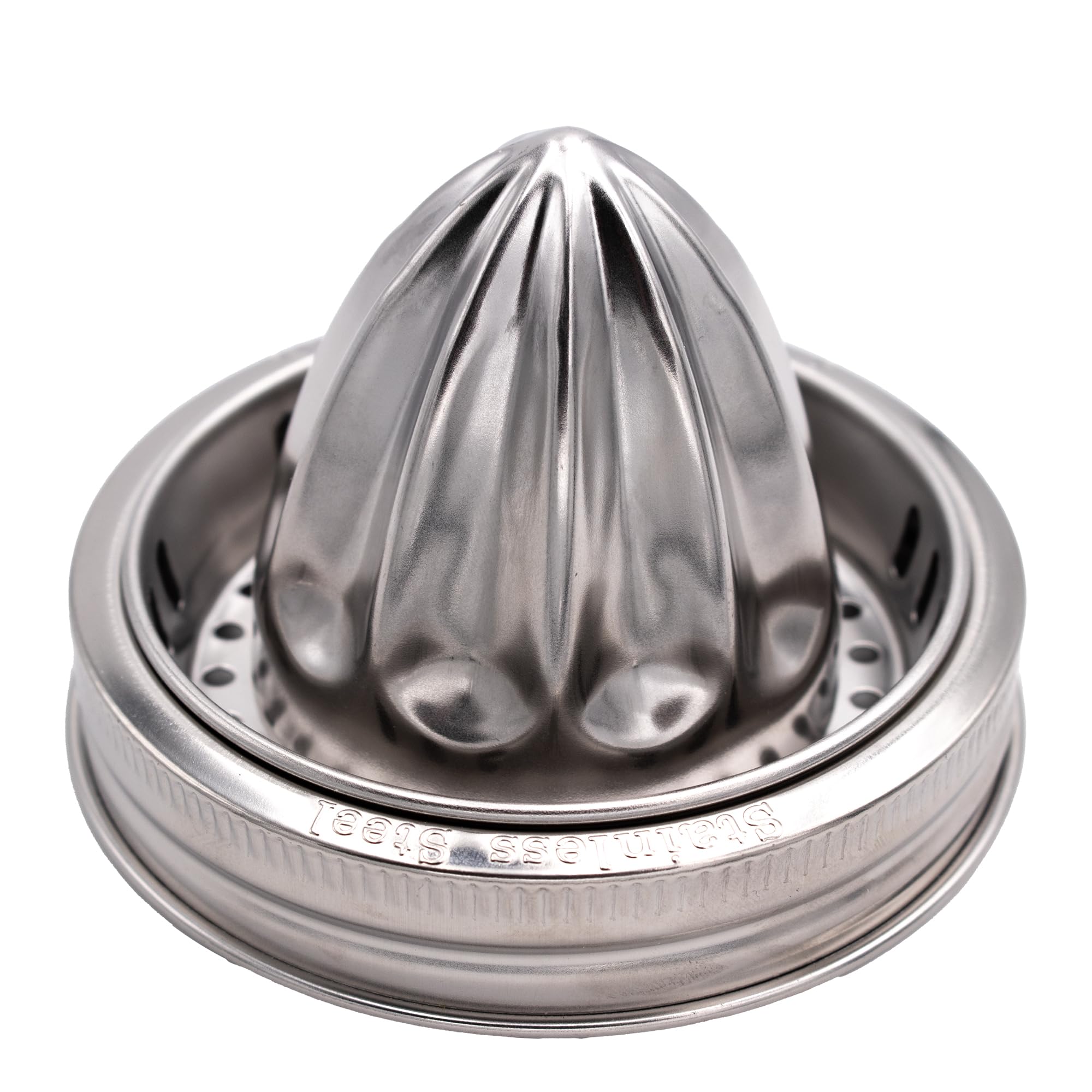 Mason Jar Lifestyle stainless steel juicer lid on wide-mouth jar for fresh citrus