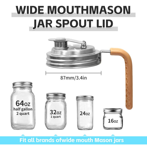 Mason Jar Pour Spout Lid with Handle seals sauces securely for storage.