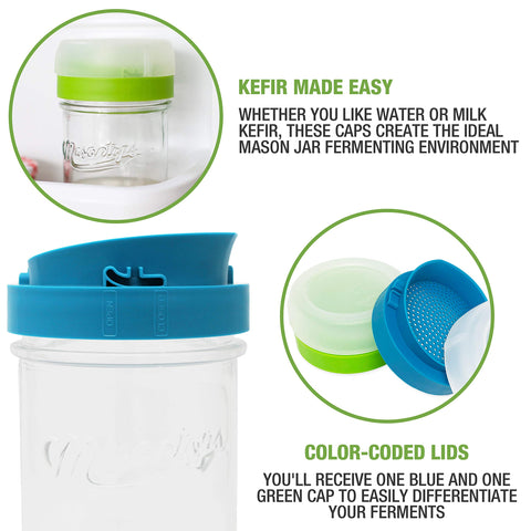 Masontops kefir lid closed-storage mode for airtight jars