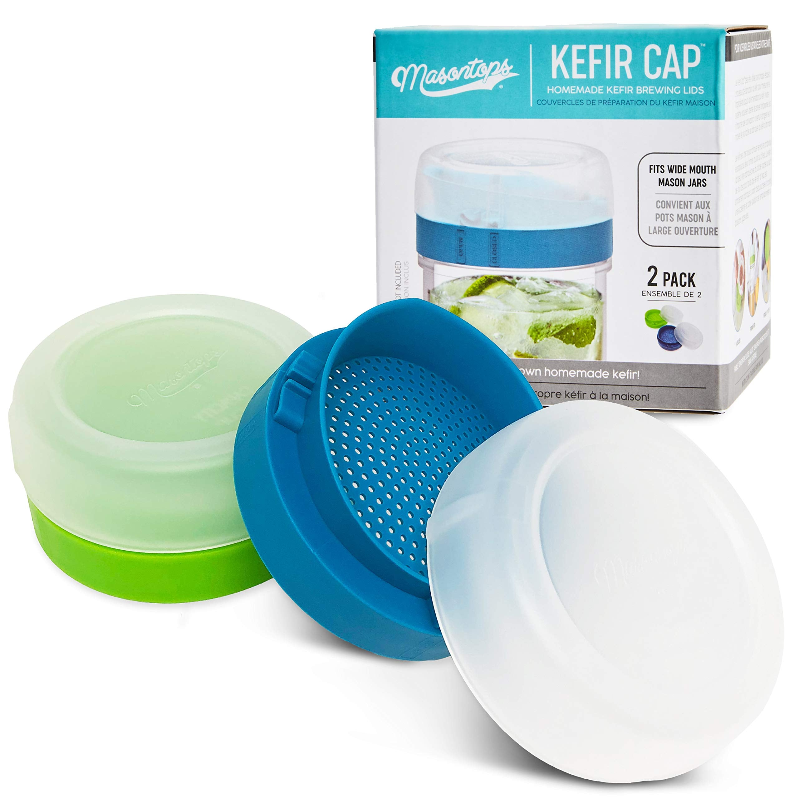 Masontops kefir lid wide-mouth assembly for at home fermentation