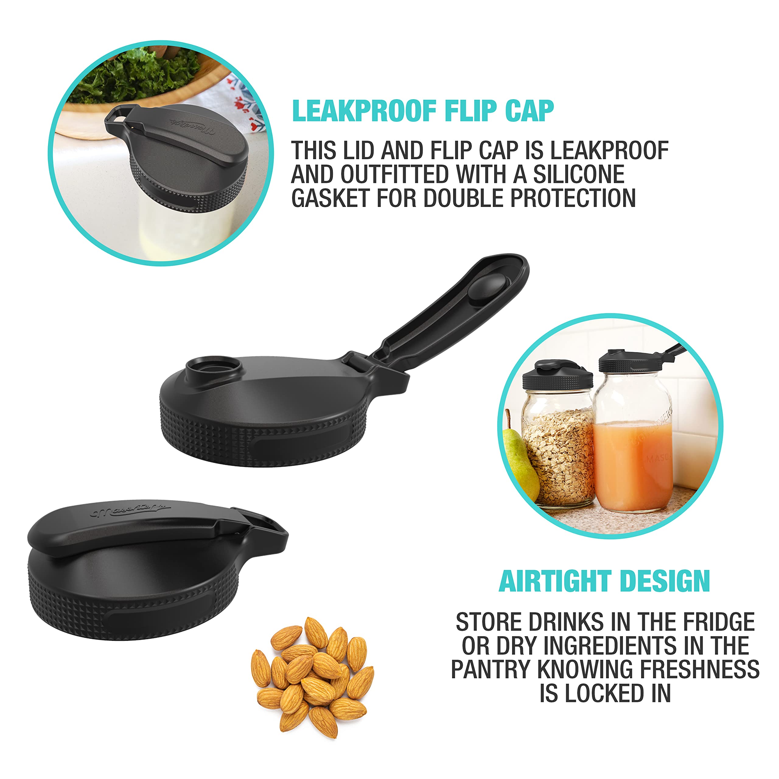 Masontops regular-mouth lid with pour spout helps dressings pour cleanly.