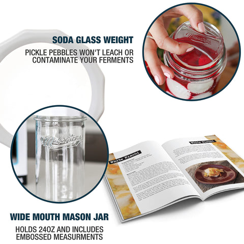 Masontops pickle pebble glass fermentation weight keeping vegetables submerged.