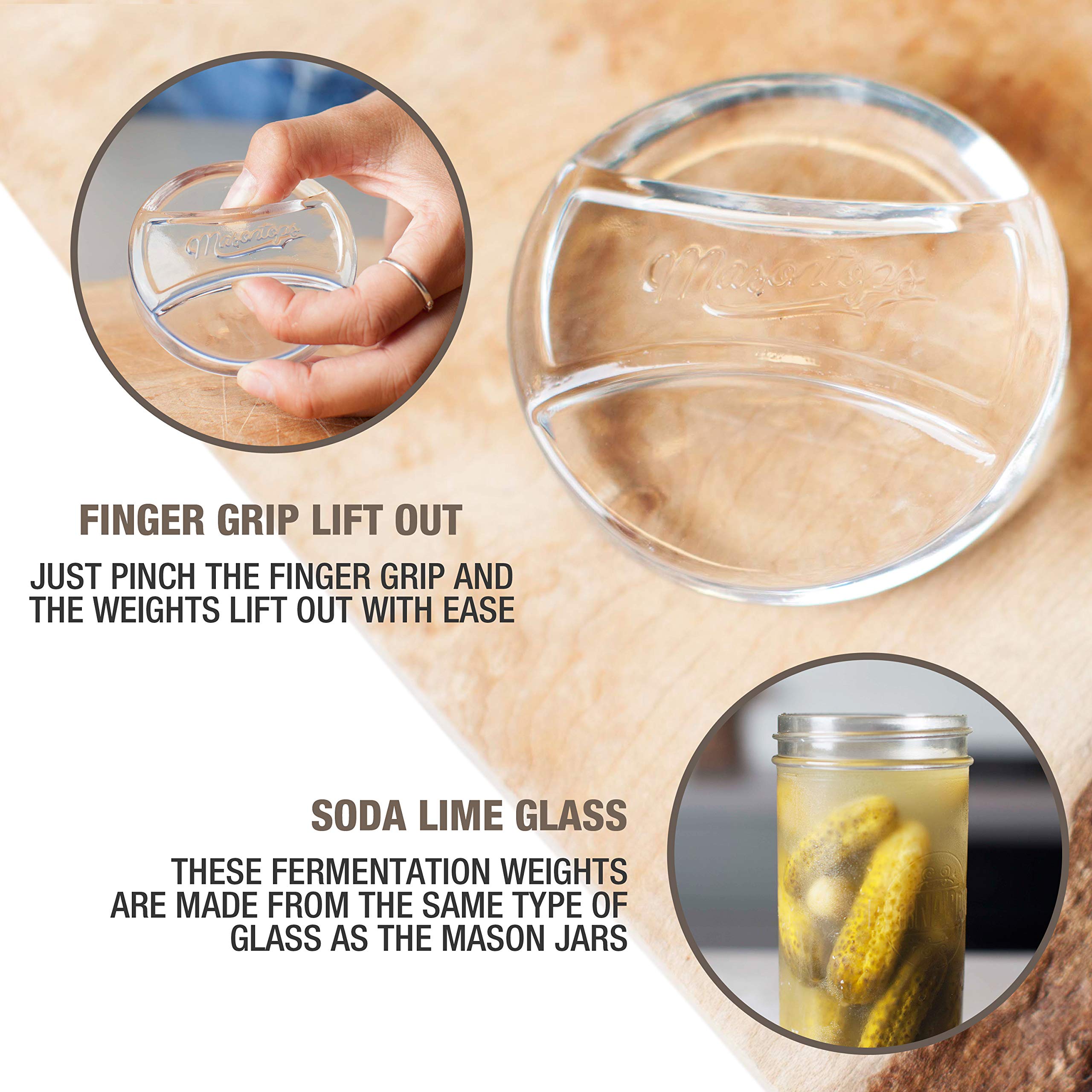 Masontops Pickle Pebble shown ready for dishwasher-safe or handwash cleaning.